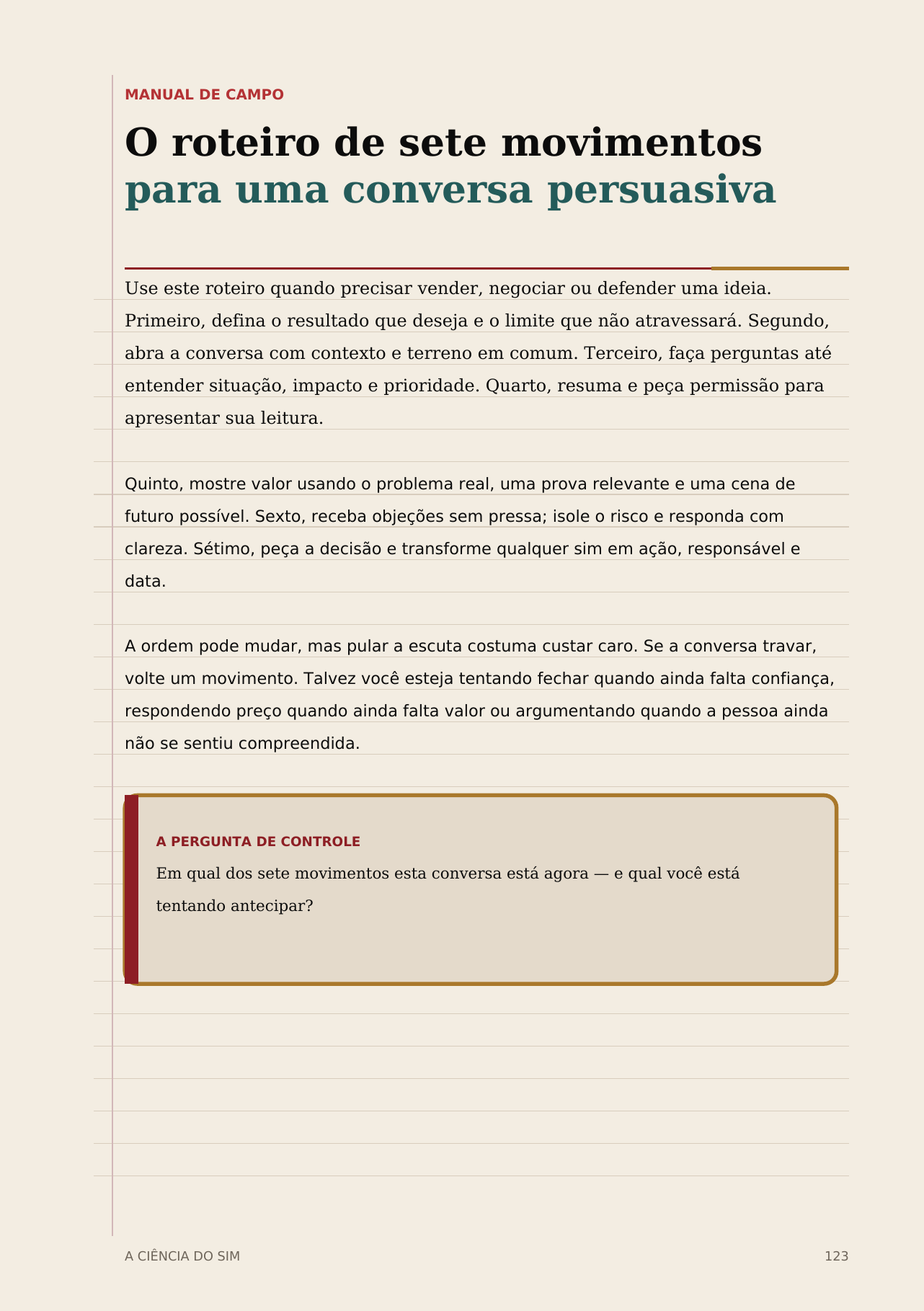 Manual de campo: roteiro de sete movimentos para uma conversa persuasiva